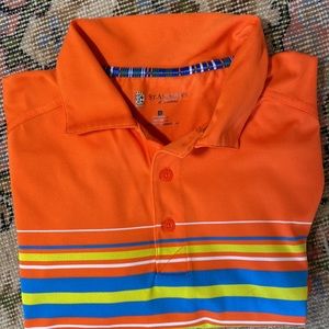 ST Andrews Bright (Neon) Striped S/S Golf Polo! Like NEW!🏌️‍♂️⛳️🔥🎄, Big Small